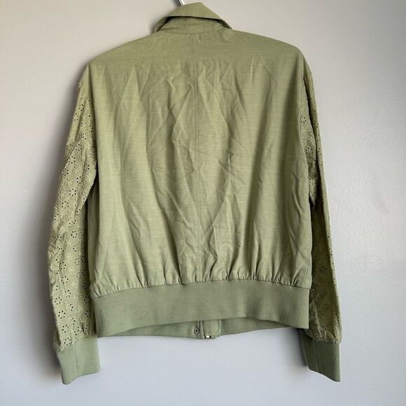 7 For All Mankind Eyelet Sleeves Bomber Jacket - Picture 9 of 12